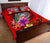 American Samoa Polynesian Custom Personalised Quilt Bed Set - Floral With Seal Red - Polynesian Pride