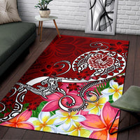 Tahiti Area Rug - Turtle Plumeria (Red) - Polynesian Pride