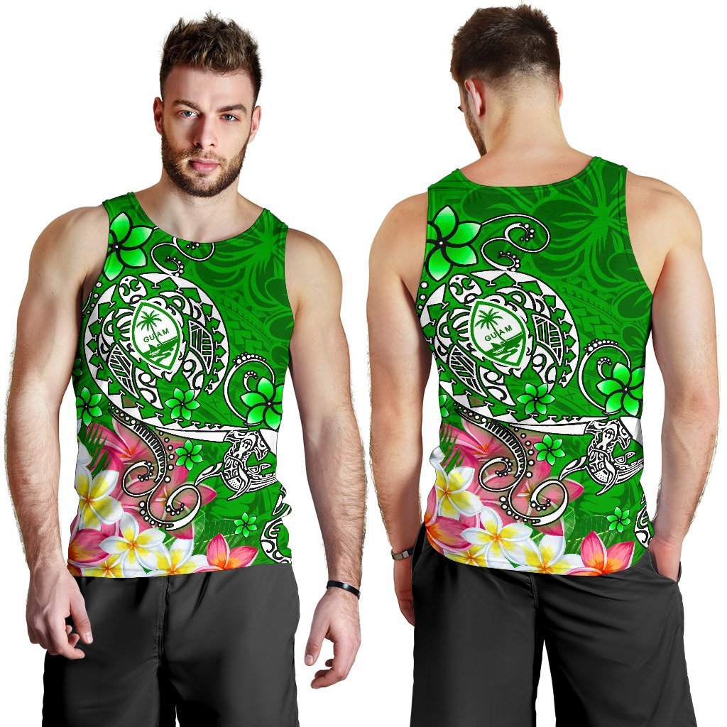 Guam Men's Tank Top - Turtle Plumeria (Green) - Polynesian Pride