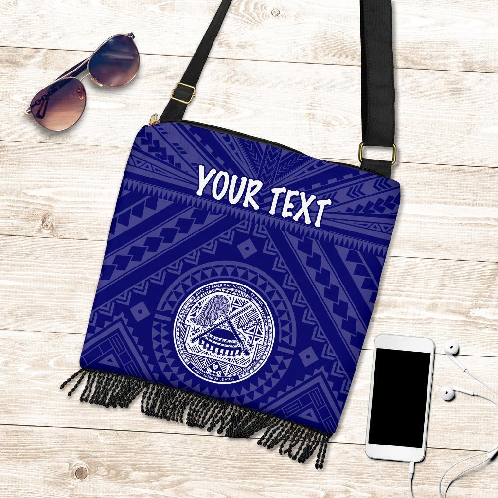 American Samoa Personalised Crossbody Boho Handbag - Seal In Polynesian Tattoo Style ( Blue) One Style One Size Blue - Polynesian Pride