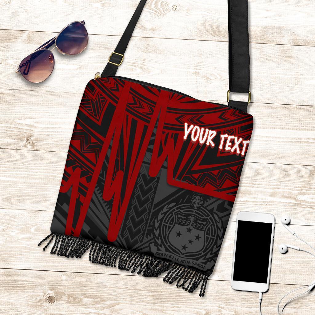 Samoa Personalised Crossbody Boho Handbag - Samoa Seal With Polynesian Pattern In Heartbeat Style (Red) One Style One Size Red - Polynesian Pride