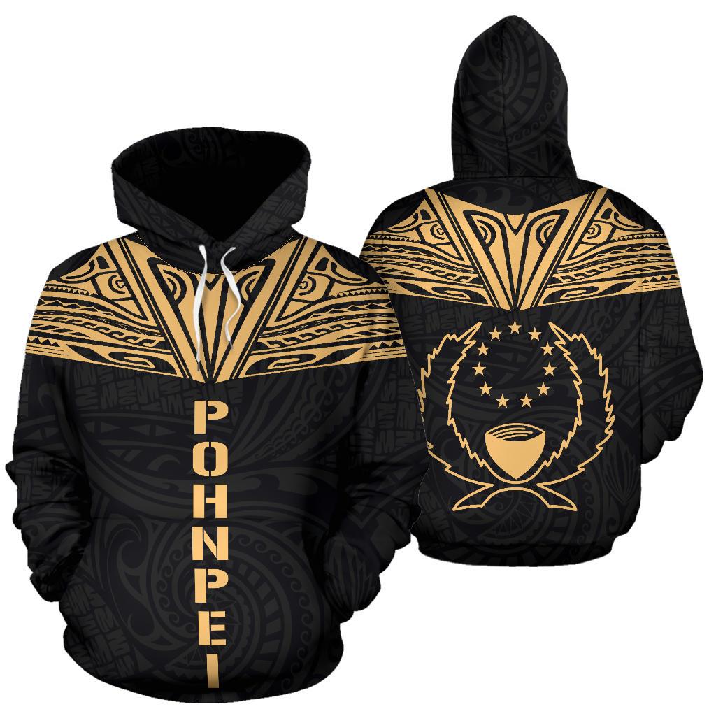 Pohnpei All Over Hoodie Gold Neck Style Unisex Gold - Polynesian Pride