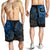 Tahiti Polynesian Men Shorts - Blue Turtle Hibiscus Flowing - Polynesian Pride