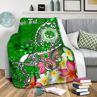 FSM Custom Personalised Premium Blanket - Turtle Plumeria (Green) - Polynesian Pride