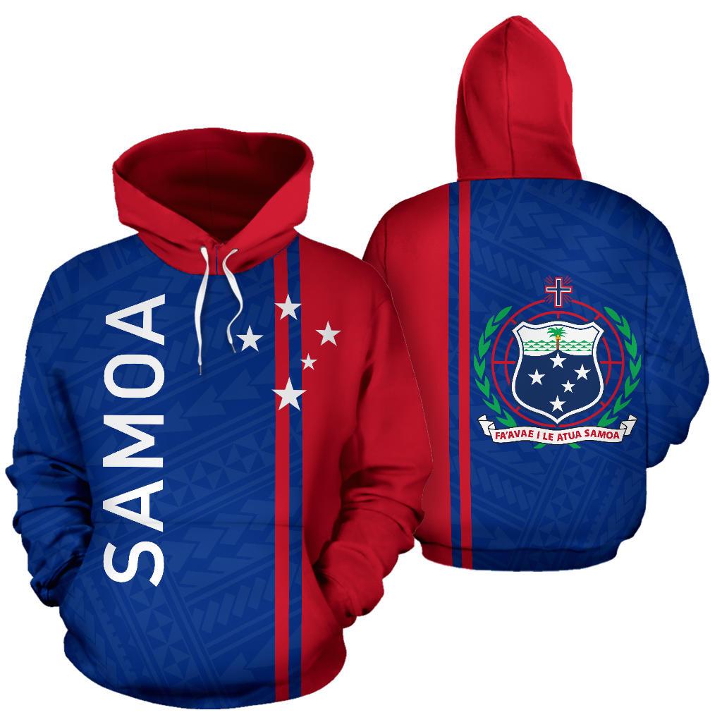 Samoa All Over Hoodie Polynesian Straight Version Unisex Blue - Polynesian Pride