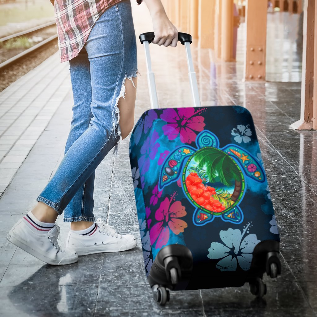Turtle And Hibiscus Luggage Cover 03 - Polynesian Pride