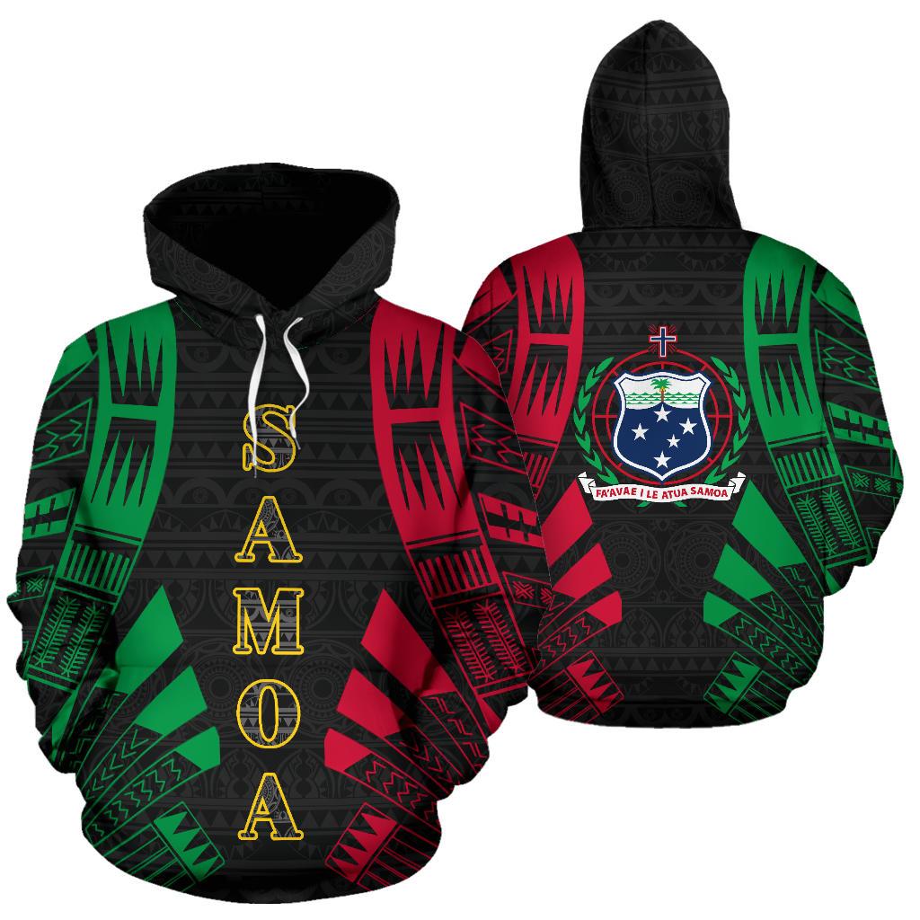 Samoa All Over Hoodie Color Tattoo Style Unisex Black - Polynesian Pride