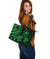 Polynesian Hawaii Large Leather Tote Bag - Green Tentacle Turtle - Polynesian Pride