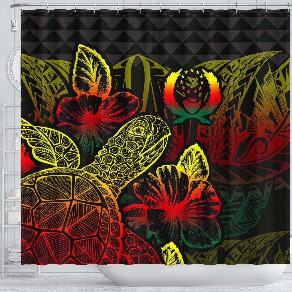 Pohnpei Shower Curtain Turtle Hibiscus Reggae - Polynesian Pride