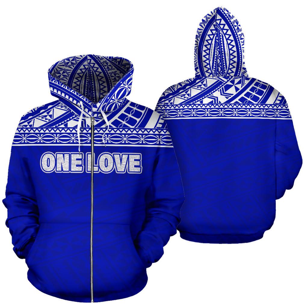 ONE LOVE Blue All Over Zip up Hoodie PP1444 - Polynesian Pride