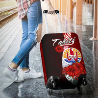 Tahiti Polynesian Luggage Covers - Coat Of Arm With Hibiscus - Polynesian Pride