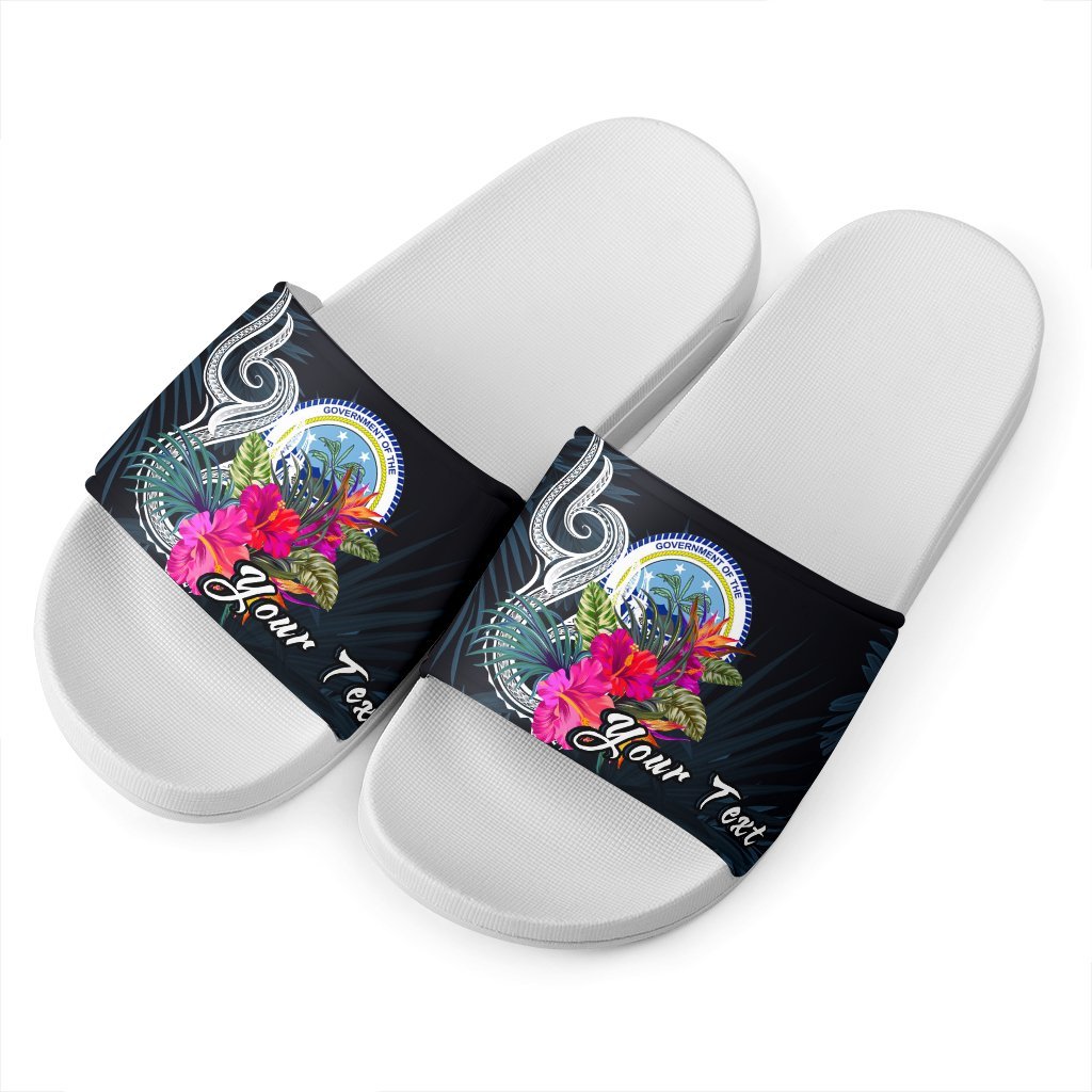 Federated States Of Micronesia Custom Personalised Slide Sandals - Tropical Flower - Polynesian Pride