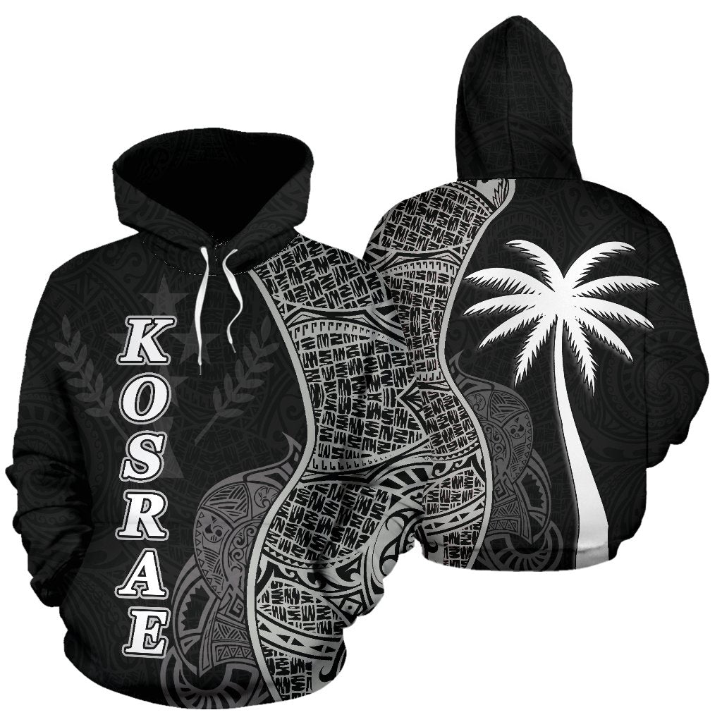 Kosrae Polynesian Hoodie Coconut Tree Black Unisex Black - Polynesian Pride