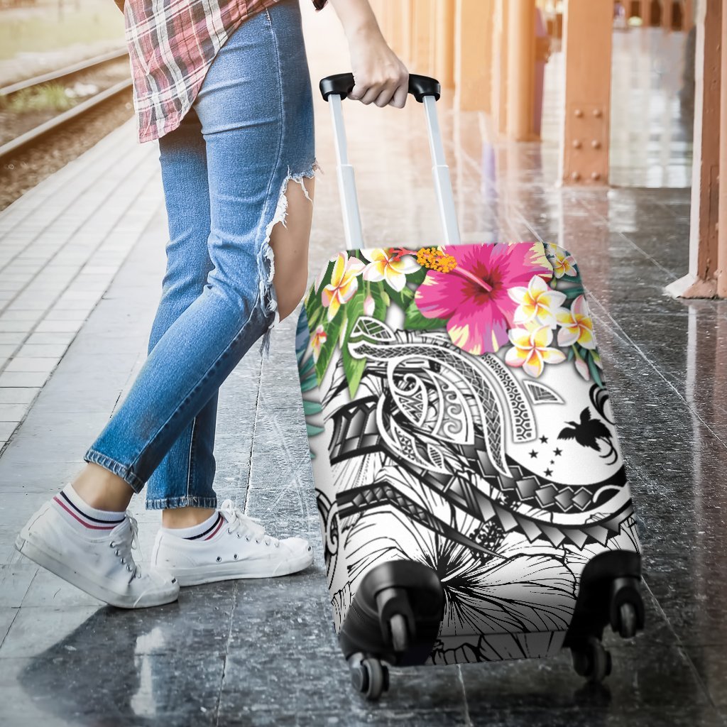 Papua New Guinea Polynesian Luggage Covers - Summer Plumeria (White) - Polynesian Pride
