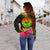 Tahiti Polynesian Personalised Off Shoulder Sweater - Hibiscus and Banana Leaves - Polynesian Pride