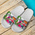 Fiji Custom Personalised Slide Sandals White - Turtle Plumeria Banana Leaf - Polynesian Pride