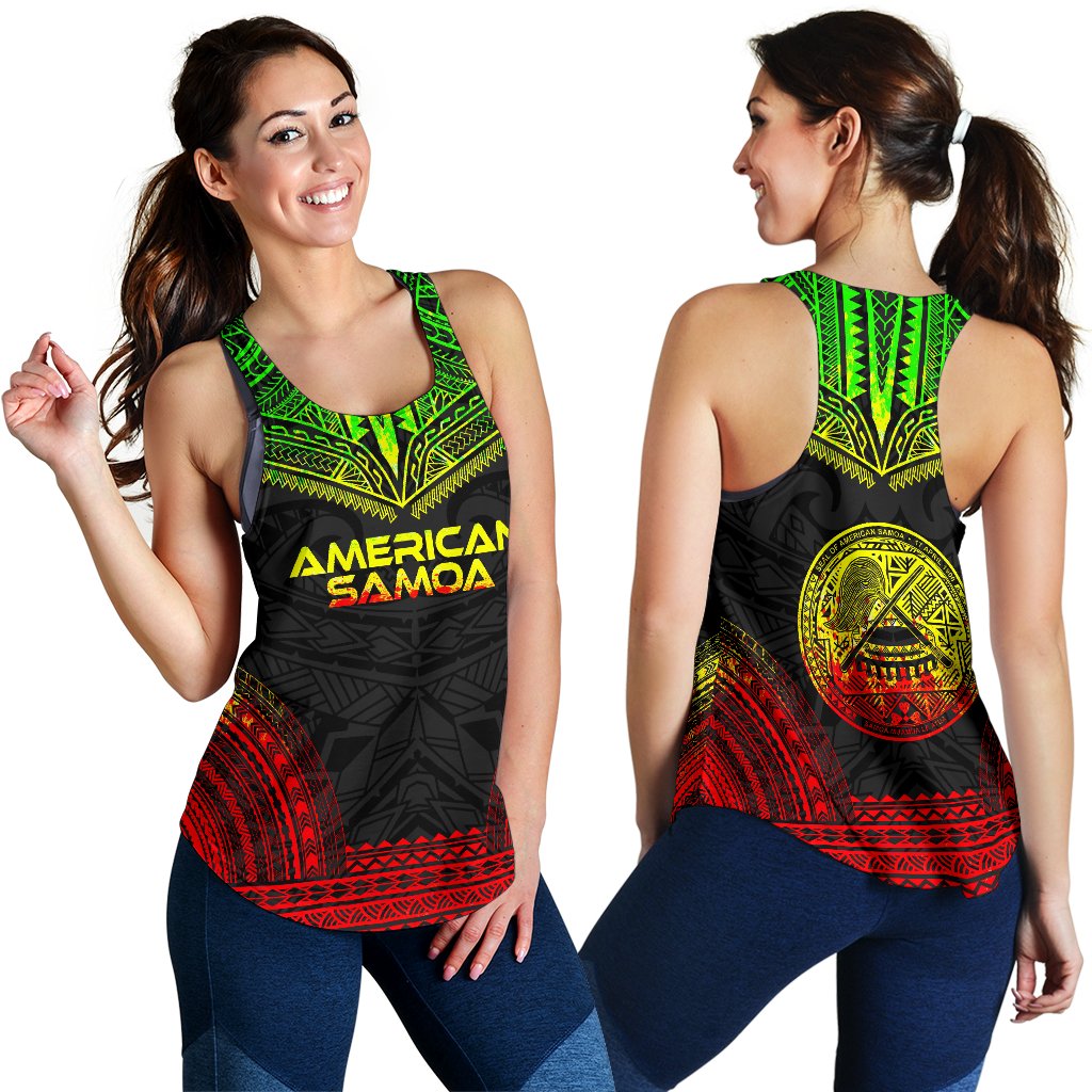 American Samoa Women's Racerback Tank - Polynesian Chief Reggae Version - Polynesian Pride