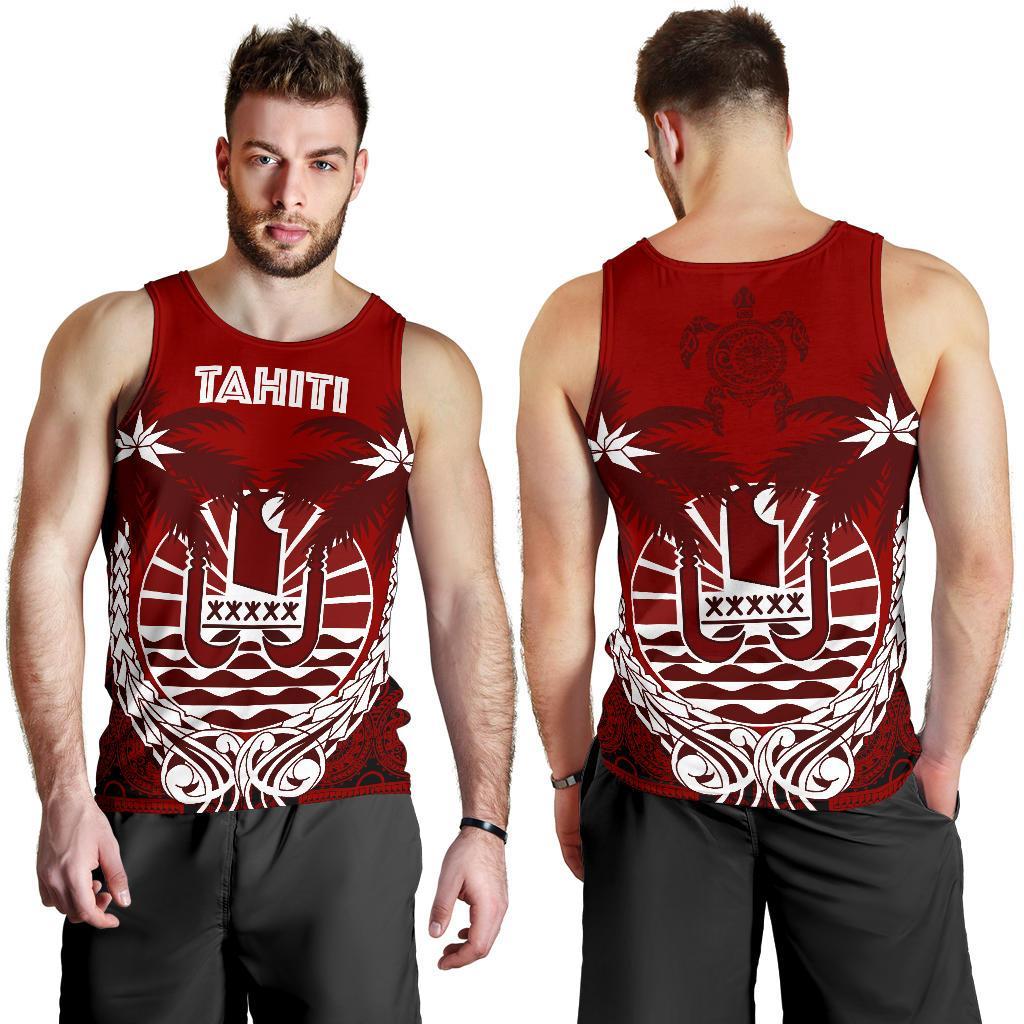 Tahiti Polynesian Coconut Men's Tank Top A02 Red - Polynesian Pride