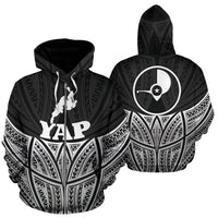 Yap Polynesian Zip up Hoodie Black Pride Map and Seal Unisex Black - Polynesian Pride