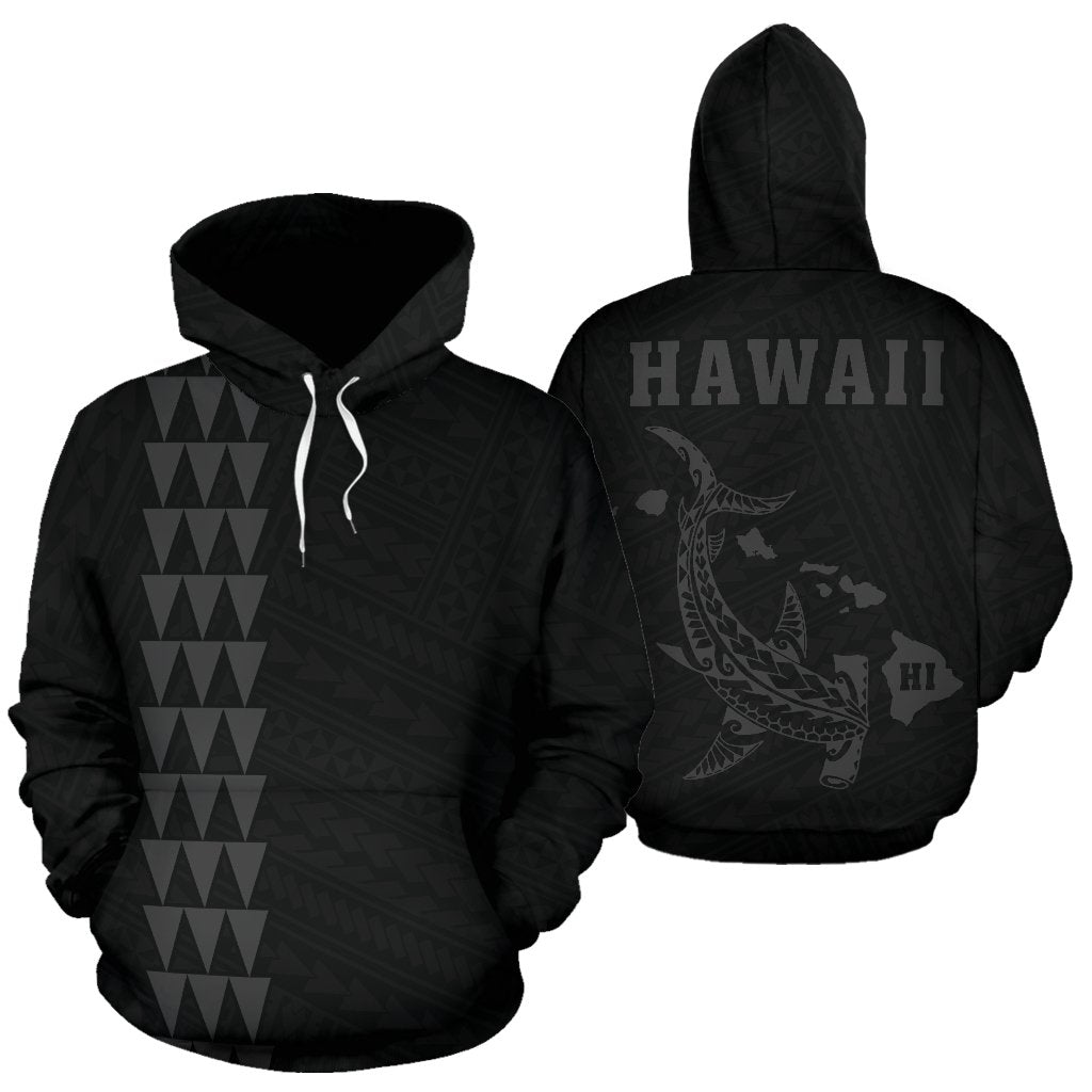 Hawaii Kakau Polynesian Gray Hammerhead Shark Hoodie Unisex Gray - Polynesian Pride