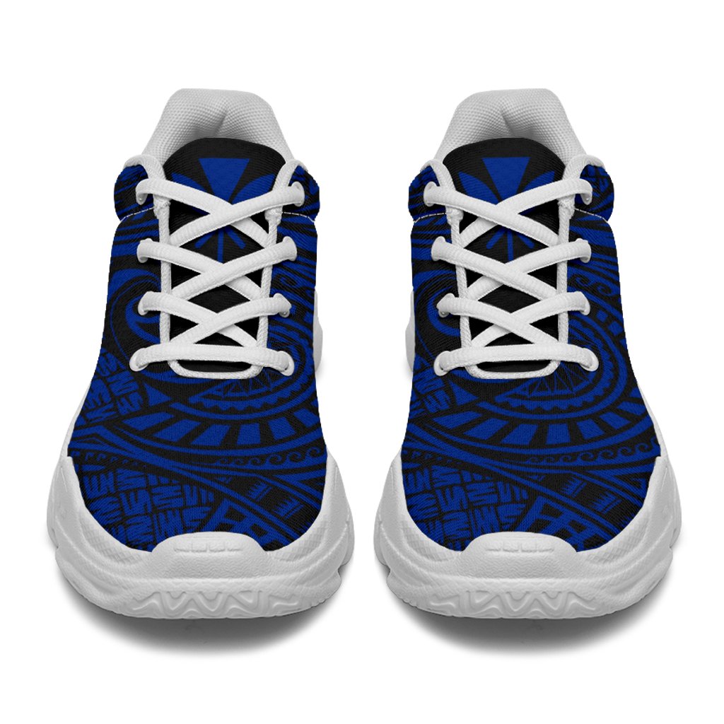 Kanaka White Chunky Sneakers Blue - Circle Style - Polynesian Pride