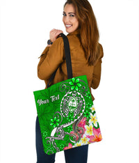 Guam Custom Personalised Tote Bags - Turtle Plumeria (Green) - Polynesian Pride