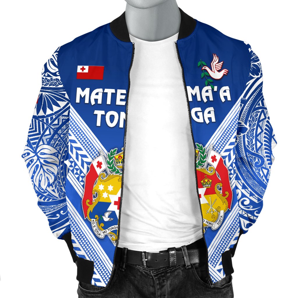 Mate Ma'a Tonga Rugby Men's Bomber Jacket Polynesian Creative Style - Blue - Polynesian Pride