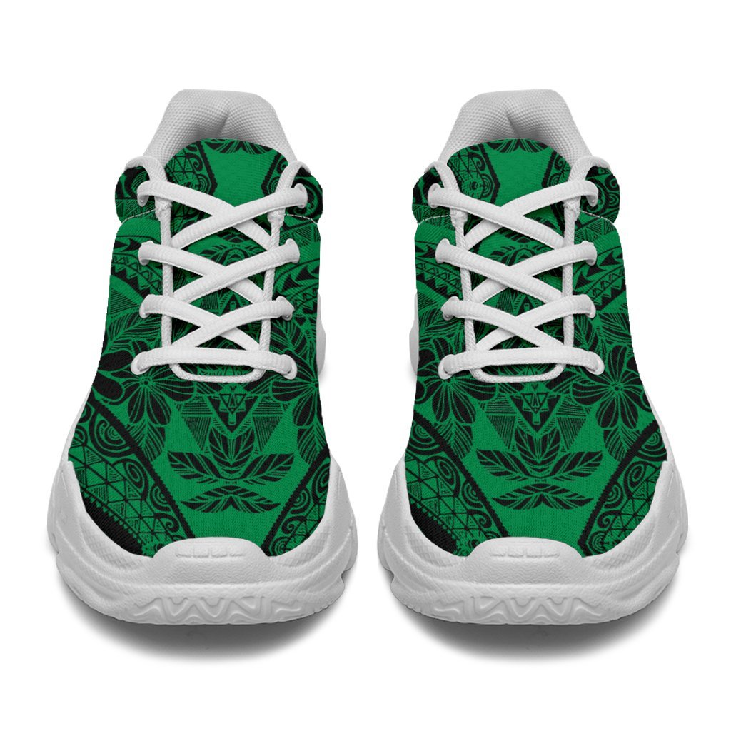 Polynesian Plumeria Mix Green Black Chunky Sneakers - Polynesian Pride