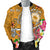 Samoa Custom Personalised Men's Bomber Jacket - Turtle Plumeria (Gold) - Polynesian Pride