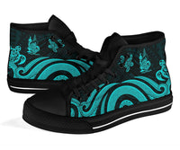 New Caledonia High Top Canvas Shoes - Turquoise Tentacle Turtle - Polynesian Pride
