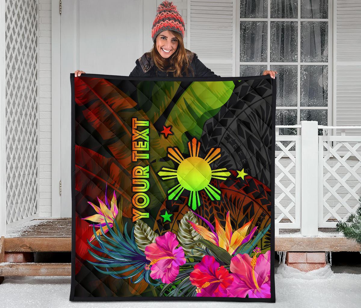 The Philippines Polynesian Personalised Premium Quilt - Hibiscus and Banana Leaves - Polynesian Pride