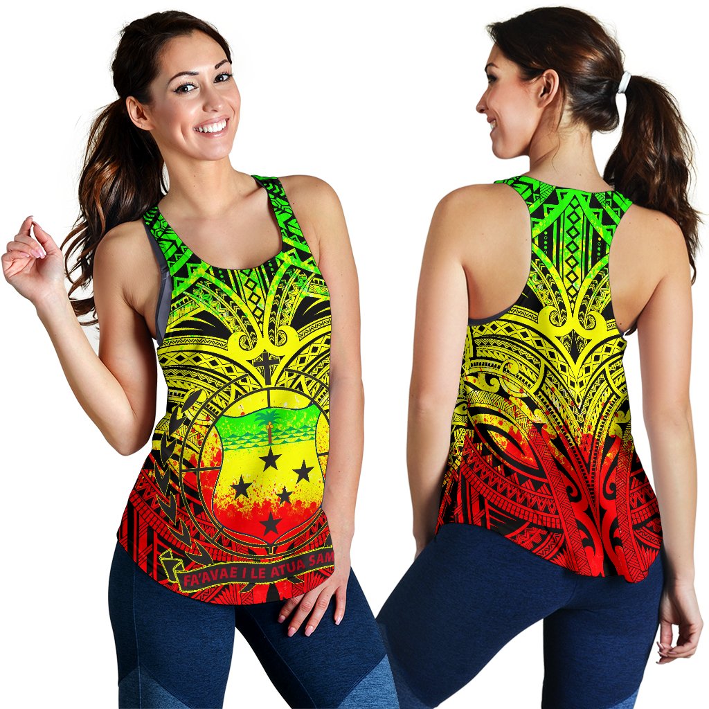 Samoa Women's Racerback Tank - Samoa Coat Of Arm, Polynesian Tattoo Art - Polynesian Pride