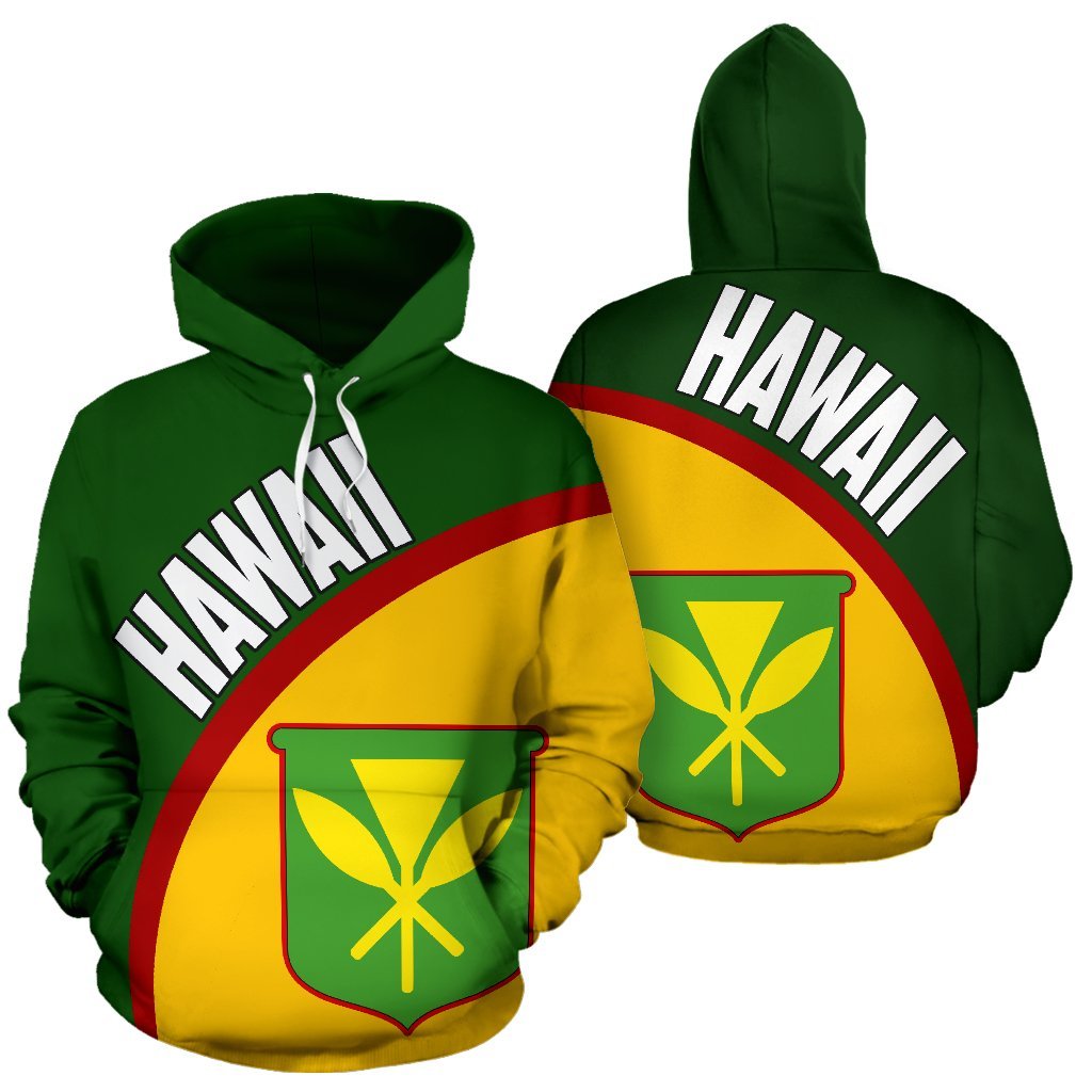 Hawaii Hoodie Kanaka Maoli Flag Unisex Green - Polynesian Pride