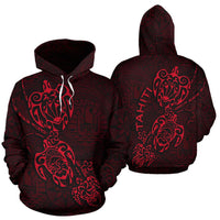 Tahiti Polynesian Family Turtles Hoodie Red - Polynesian Pride