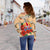 Tahiti Polynesian Off Shoulder Sweater - Hibiscus Coat of Arm Beige - Polynesian Pride