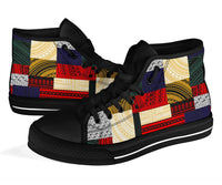 Polynesian High Top Shoes - Design Retro Patchwork - Polynesian Pride