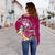 Tonga Custom Personalised Women's Off Shoulder Sweater - Turtle Plumeria (Pink) - Polynesian Pride