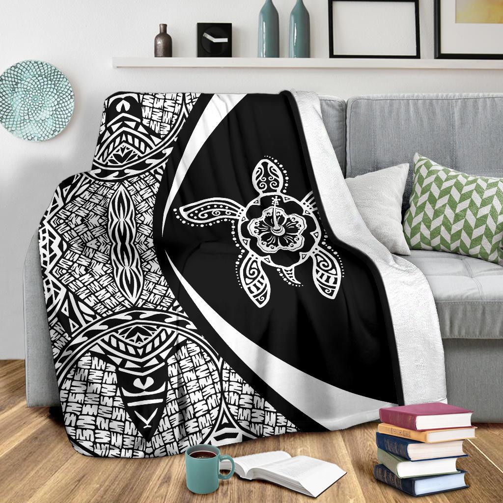 Hawaiian Tribal Polynesian Premium Blanket - Circle Style White White - Polynesian Pride