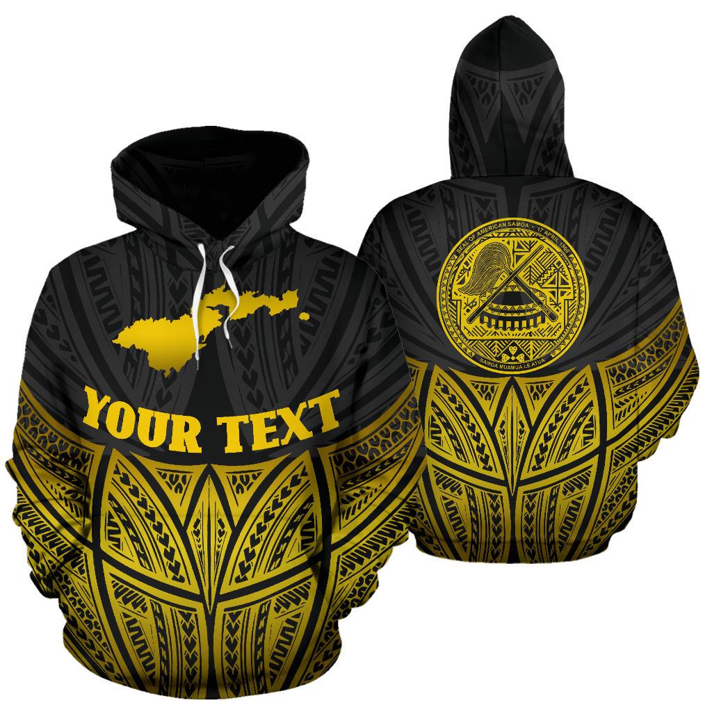 American Samoa Polynesian Custom Hoodie Gold Pride Map nd Seal Unisex Gold - Polynesian Pride