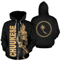 Chuuk Zip up Hoodie Micronesia Chuukese Warrior Gold Unisex Gold - Polynesian Pride