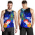 Kosrae Men's Tank Top - Humpback Whale with Tropical Flowers (Blue) - Polynesian Pride