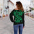 Polynesian Hawaii Women's Off Shoulder Sweater - Kanaka Maoli Green Turtle - Polynesian Pride