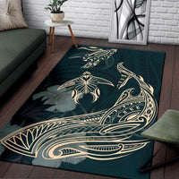 Hawaii Tropical Hibiscus Aumakua Rug - Lucas Style - Green Rug - Polynesian Pride