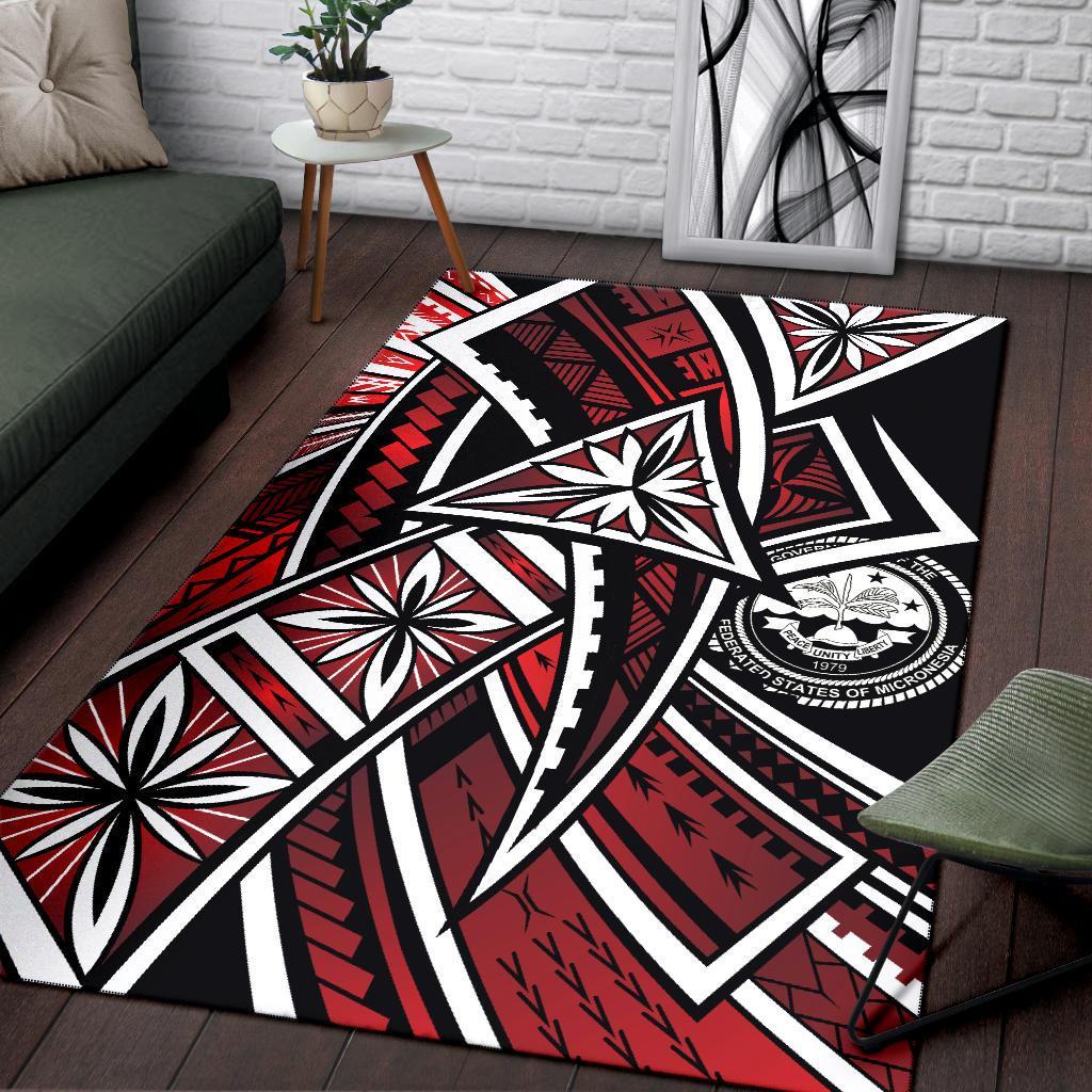 Federated States of Micronesia Area Rug - Tribal Flower Special Pattern Red Color Red - Polynesian Pride