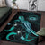 Hawaii Polynesian Area Rugs - Turtle With Blooming Hibiscus Turquoise - Polynesian Pride