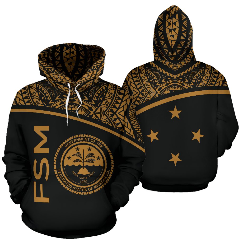 Federated States of Micronesia All Over Hoodie Micronesia Curve Gold Style Unisex Gold - Polynesian Pride