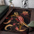 Tuvalu Polynesian Area Rugs - Turtle With Blooming Hibiscus Gold - Polynesian Pride