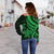 Palau Women's Off Shoulder Sweater - Green Tentacle Turtle - Polynesian Pride