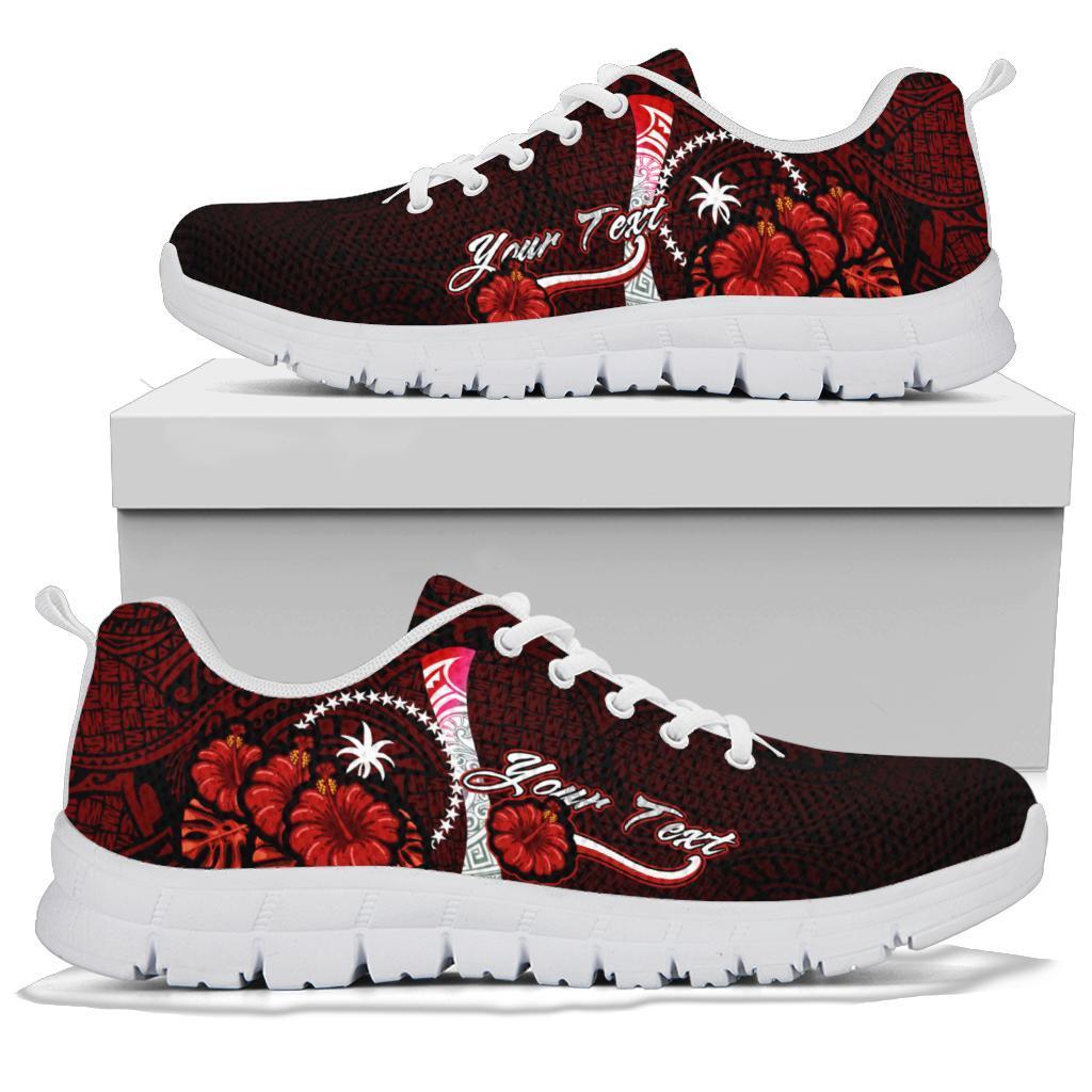 Chuuk Micronesia Custom Personalised Sneakers - Coat Of Arm With Hibiscus - Polynesian Pride