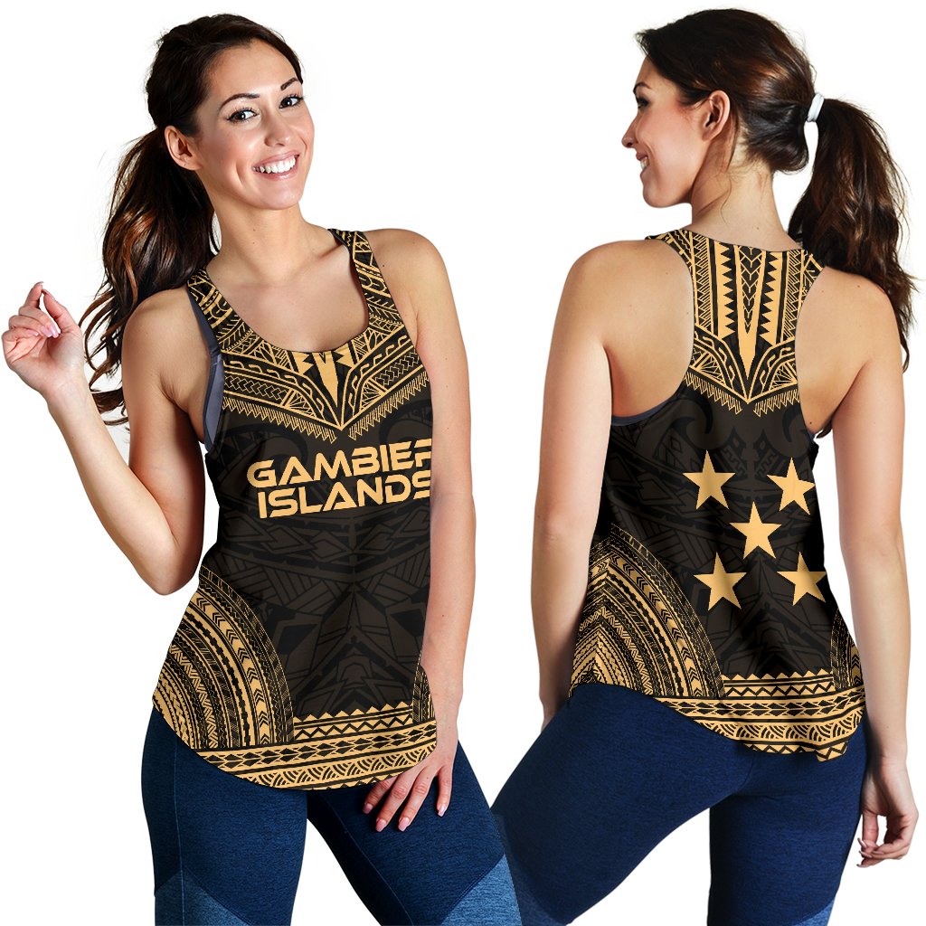 Gambier Islands Women's Racerback Tank - Polynesian Chief Gold Version - Polynesian Pride
